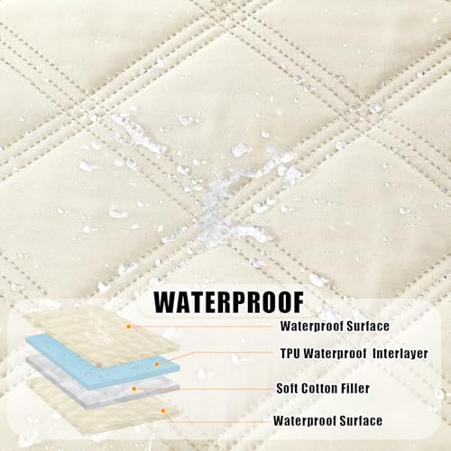 Smiry Waterproof Dog Bed Cover Blanket 30x70, Soft Reversible Pet Blanket, Washable Leakproof Cats Dogs Couch Cover for Sofa, Couch, Furniture, Beige/Beige - color: Beige/Beige, size: 30x70 Inch