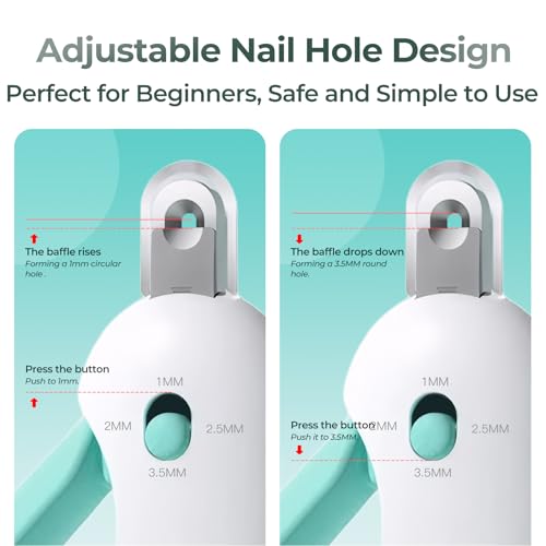 Cat Nail Clippers with a Removable Debris Collector, Adjustable Size, Built-in Hidden Nail File, Round Hole Blade, Safe Home pet Grooming Tool