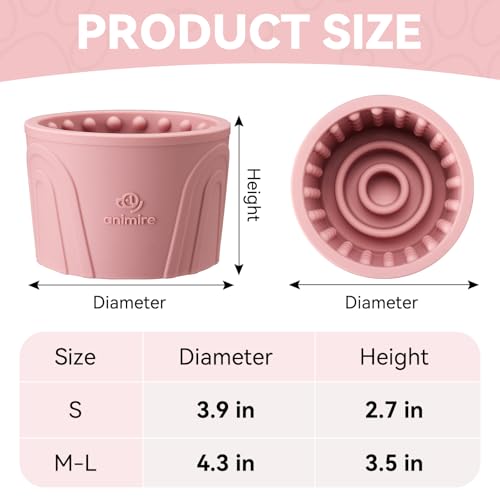 Dog Slow Feeder Lick Bowl, Anxiety Relief Dog Licking Mat Treat Dispenser, Non-Slip Anti-Choking Slow Eating Lick Bowl for Small Medium and Large Breed Dogs, BPA Free Silicone - color: Pink, size: S