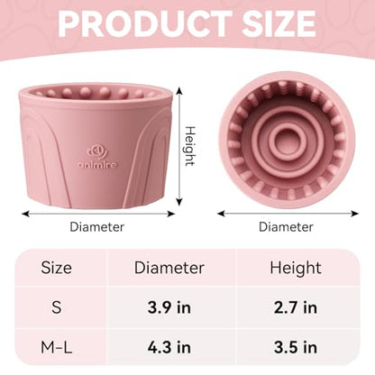 Dog Slow Feeder Lick Bowl, Anxiety Relief Dog Licking Mat Treat Dispenser, Non-Slip Anti-Choking Slow Eating Lick Bowl for Small Medium and Large Breed Dogs, BPA Free Silicone - color: Pink, size: S