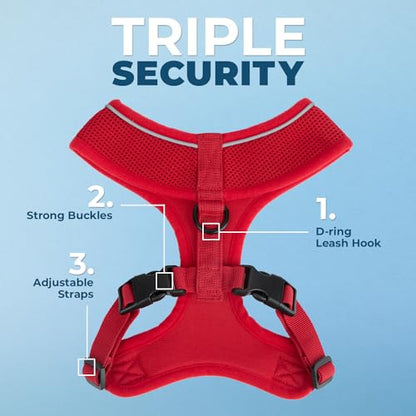 Voyager Aerolite Over The Head Dog Harness, No Pull Breathable Air Mesh Vest, Quick Dry with Reflective Stitching, Adjustable Escape Resistant Harness for Small Medium Large Dogs - Red, X-Small - color: Red, size: XS