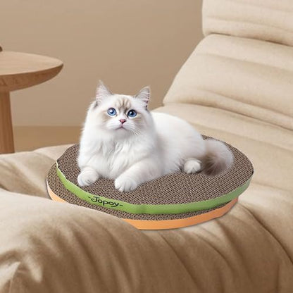 Round Cat Scratcher Replacement Pads -Circle Scratcher Pad Cardboard Cat Scratchers Refill 10 inch Diameter 7/8 inch Thickness(Green and Yellow Cardboard 2PCS) - color: Green and Yellow cardboard 2PCS