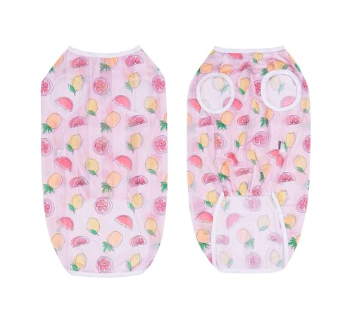 HDKUW Pet Clothes,Dog Summer T-Shirt Cool Breathable Sunscreen Dog Vest Clothes Outfit Costume for Medium Large Dogs Pink Fruit XL - color: Pink Fruit, size: XL