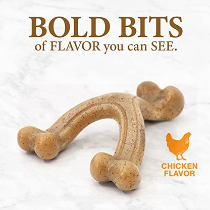 Nylabone Gourmet Style Wishbone Strong Chew Toy for Dogs, Chicken Flavor, Small - Up to 25 lbs, 1 Count - size: Small