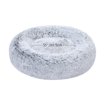 Amazon Basics Washable Donut Pet Bolster Faux Fur Bed with Removable Cover, Anti-Slip Bottom for Dog, Grey, 45" x 45" - color: Grey, size: 45" x 45"