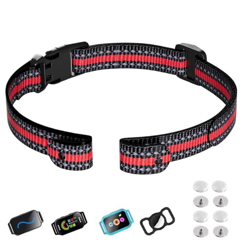 Aikko Reflective Collar Replacement Strap, Durable Nylon Universal Shock Collar for Dog, Adjustable GPS Replacement Belt for Small Medium Large Dog with Heavy-Duty Buckle, Red - color: Red