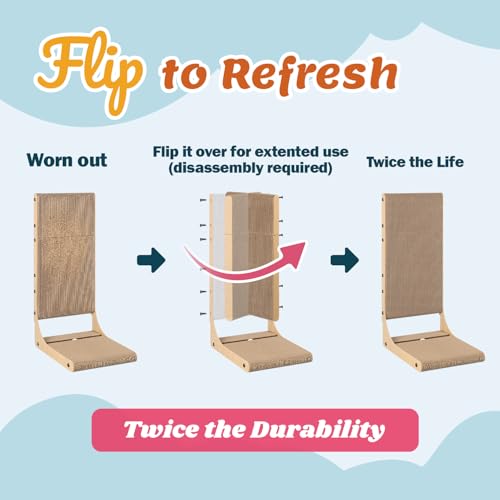 Zakkart 2-Pack Cat Scratching Board, 25.6'' Tall Cardboard L Shape Vertical Cat Scratchers for Indoor Cats, Cat Scratching Post for Wall and Couch, Large - size: Large 2PC (25.6'' tall)