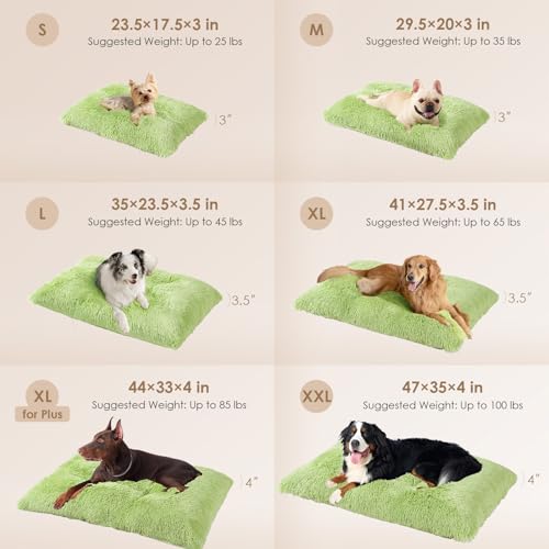 EHEYCIGA Fluffy Dog Crate Bed for Small Dogs, Plush Faux Fur Crate Pad, Calming Anti Anxiety Small Dog Bed, Washable Soft Warm Mat with Non-Slip Bottom, Green - color: Green, size: 23.6 x 17.5
