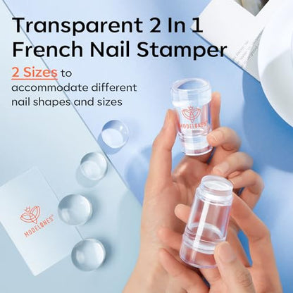 modelones French Tip Tool- 6 Pcs Nail Stamp French Manicure Kit Suitable for DIY Together with Gel Nail Polish Art Tips Printing Tool Kit - color: A 6PCS Nail Stamper kit