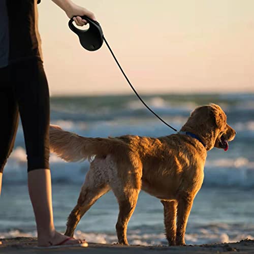enrgticdg 16Ft Retractable Dog Leash,Light Weight Leash for Small to Medium Dogs/Cats Up to 50lbs,Stainless Steel Spring Strong Nylon Tape, Tangle Free, One-Handed Brake.(Black) - color: Black