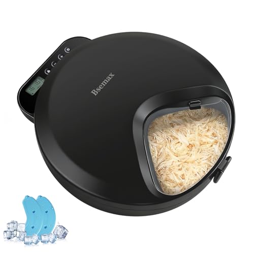 Automatic Wet Food Cat Feeder, Auto Refrigerated Wet Foods Feeder for Cats Dogs 4 Meal Timed Fresh Foods Dispenser with 2 Ice Packs Small Pet Feeders for Kitty Puppy Automatic Cat Dog Food Bowl Black - color: Black