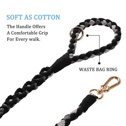 Double Dog Leash – Tangle-Free Dual Leash with 360° Swivel, Shock Absorbing Bungee, Reflective Stitching & Hand-Braided Main Rope (Supports Up to 440 lbs, Black) - color: Black