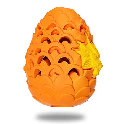 Indestructible Dog Toys for Large Aggressive Chewers - Durable Dragon Egg Dog Toy, Tough Treat Dispensing - color: Orange yellow
