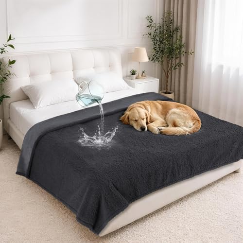 aodisman Waterproof Dog Blanket 60x80 Inches for Large Dogs, XL Leakproof Reversible Pet Blanket, Washable Furniture Cover Protector for Sofa, Couch, Fleece Cat Throw Bed Crate Kennel, Grey - color: Grey, size: X-Large (60x80)