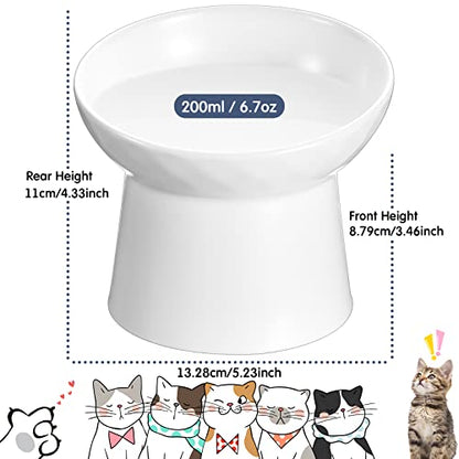 Tanlade 4 Pcs Ceramic Raised Cat Bowls, Elevated Tilted Cat Bowl for Food Water, Stress Free, Backflow Prevention, Dishwasher Microwave Safe, Feeder Dish for Indoor Kitten, Small Dogs(White and Black) - color: White and Black