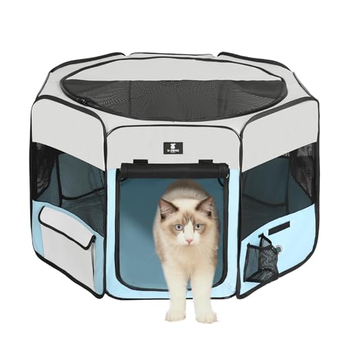 X-ZONE PET Portable Foldable Pet Dog Cat Playpen Crates Kennel/Premium 600D Oxford Cloth,Removable Zipper Top, Indoor and Outdoor Use (XL, Blue) - color: Blue, size: XL