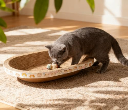 3 Pack Large Cat Scratcher Cardboard, Oval Cat Scratcher Bed Cat Scratch Pad Board Lounge Couch for Indoor Cats Bowl Shaped Cat Scratching Post Nest for Cats Grinding Claw Furniture Protector - size: L(17.5"x13.6"x3")