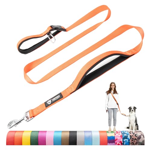 TSPRO Tactical Hands Free Dog Leash, Heavy Duty Adjustable with Padded Handle & Metal Safety Clasp for Walking Running Hiking Training, Medium & Large Dogs (Orange 25) - color: Basic Orange, size: for Medium to Large Dogs