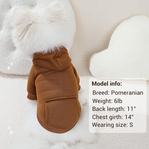 Pet Hoodie Dog Sweater for Small Dogs Girl Boy, Winter Puppy Sweatshirts with Pockets Hood, Warm Fleece Lined Dog Clothes Chihuahua Coat Clothing Puppy Cat Custume, Medium - color: Coffee+Grey, size: Medium