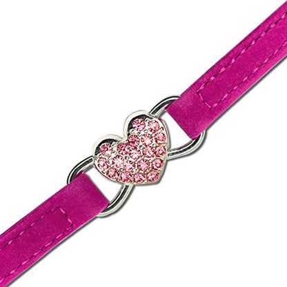 CHUKCHI Heart Bling Cat Collar with Safety Belt and Bell 8-11 Inches - color: Rose