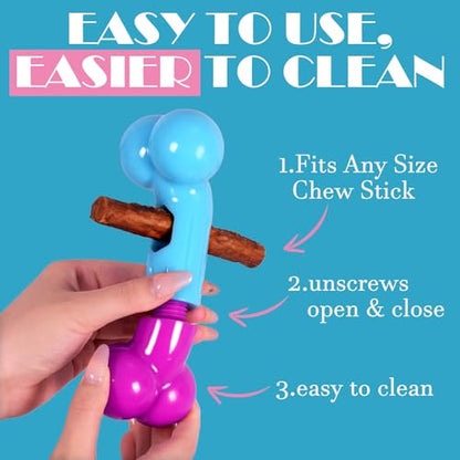 Bully Stick Holder for Medium/Large Dogs - Anti-Choking, Prevents Swallowed Ends - Nylon Dog Chew Toy - Dishwasher Safe, Pink - color: Blue