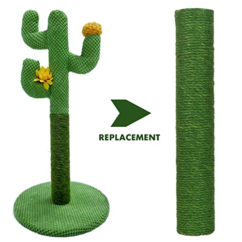PowerKing Natural Sisal Replacement Scratching Post, 15.7'' 2 Pieces M8 Cat Scratch Post Refill Pole Parts for Refurbishment, Include Screws (Green) - color: Green, size: 15.7''+15.7'' (2.67''Thick)