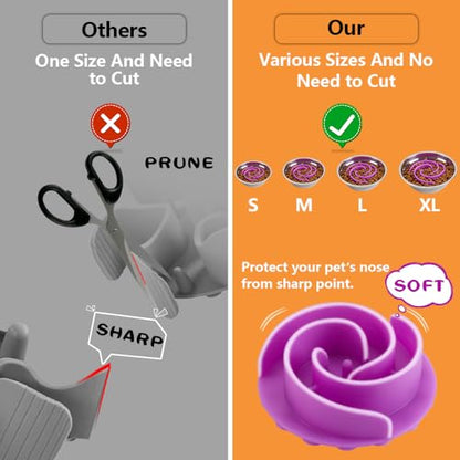 Slow Feeder Dog Bowls Insert, Animire Soft Silicone Slow Eating Dog Food Bowl for Small, Medium and Large Dogs, Compatible with Regular and Elevated Bowls - color: Purple, size: S