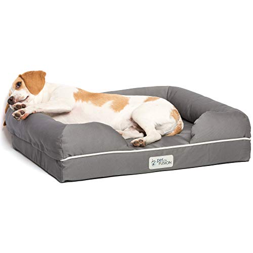 PetFusion Ultimate Dog Bed, Orthopedic Memory Foam, Multiple Sizes and Colors, Medium Firmness Pillow, Waterproof Liner, YKK Zippers, Breathable 35% Cotton Cover - color: Slate Grey, size: Small (25x20")