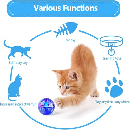 Sratte 2 Pcs Ghost Hunting Cat Ball Activated Cat Toy Motion LED Light Pet Balls Motion Dog Interactive Pet Toys Glowing Mini Running Exercise Supplies for Animals Activity (Clear) - color: Clear