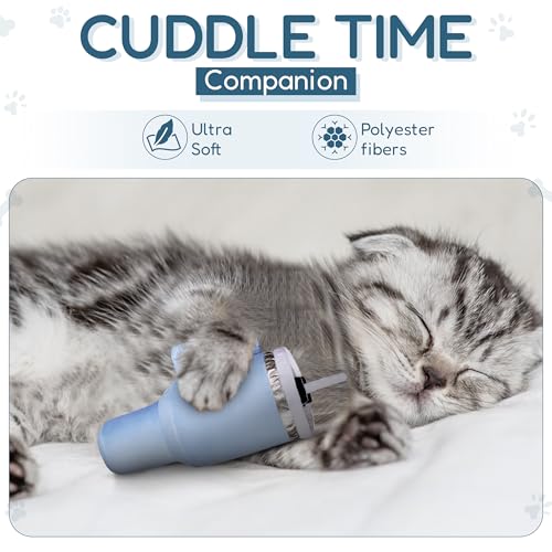 PUPROAR Kitty Cup Catnip Toy - Cute Cat Birthday Toy with Catnip & Crinkle, Funny Girly Kitten Gift (Chambray Blue) - color: Chambray Blue