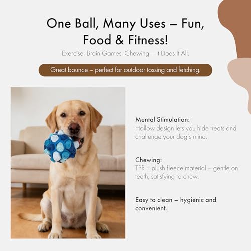 Mira's Pocket Dog Snuffle Ball Toy, Mental Stimulation Chew Toy for Dogs & Cats, 14cm Licking Mat Treat Dispensing Ball with Hollow Design, Slow Feeder for Fast Eaters (Blue) - color: Blue