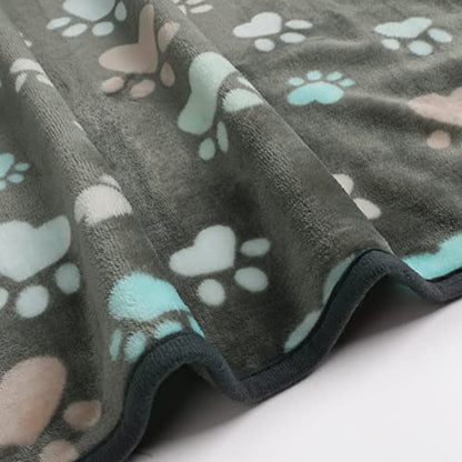 Luciphia 1 Pack 3 Blankets Fluffy Premium Fleece Pet Blanket Flannel Paw Printed Throw for Dog Cat(Small 23x16'', Grey) - color: Grey Paw2, size: 23x16 inch (Pack of 3)