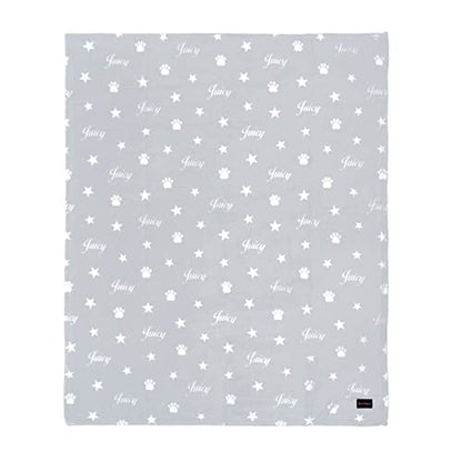 Juicy Couture Grey Paws and Stripes Dog Blanket with Sherpa Bone Shaped Pillow – Plush Puppy Blanket Throw, Breathable, Lightweight, Machine Washable, Cat Blanket for Small Medium & Large Pets - color: Grey Juicy Paws and Stars