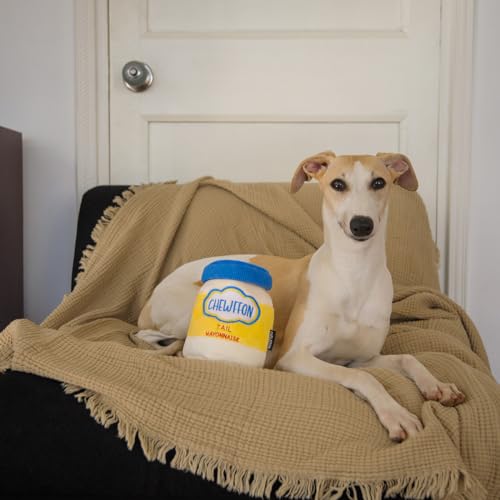 CHEWFFON Dog Enrichment Toys, Interactive Mayonnaise Jar Puzzle, Snuffle Toy for Mental Stimulation, Hide and Seek Crinkle Toy for All Dog Sizes - style: Mayonnaise