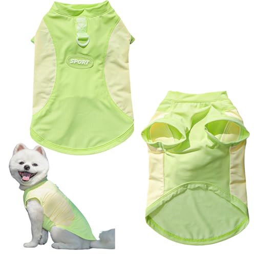 Dog Cooling Vest,Sunblock Dogs Shirts Quick Dry Lightweight and Breathable Dog T-Shirts with D-Ring Sleeveless Pet Clothes for Small Medium Large (Green, Medium) - color: Green, size: Medium