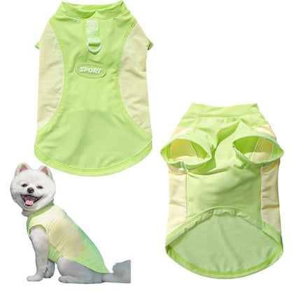 Dog Cooling Vest,Sunblock Dogs Shirts Quick Dry Lightweight and Breathable Dog T-Shirts with D-Ring Sleeveless Pet Clothes for Small Medium Large (Green, Large) - color: Green, size: Large
