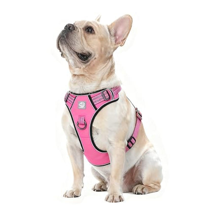Front Clip No Pull Dog Harness, Breathable Mesh Padded Design, Reflective Adjustable Vest with Dual Leash Clips for Dog Training (M, Hot Pink) - color: Hot Pink, size: M