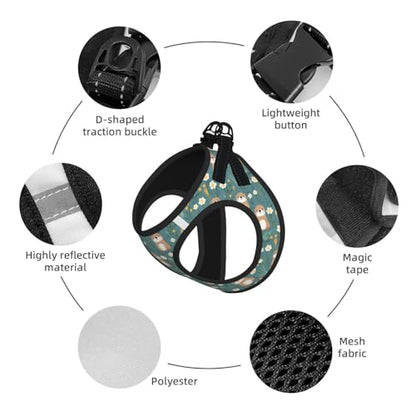 Flowers Otters Pet Harness Escape Proof Dog Harness Adjustable Mesh Padded Reflective Dog Vest Harness and Leash Set Large - color: Style 10, size: Large