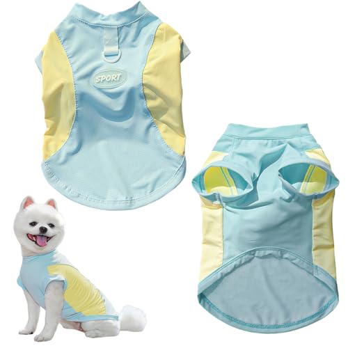 Dog Cooling Vest,Sunblock Dogs Shirts Quick Dry Lightweight and Breathable Dog T-Shirts with D-Ring Sleeveless Pet Clothes for Small Medium Large (Blue, Large) - color: Blue, size: Large