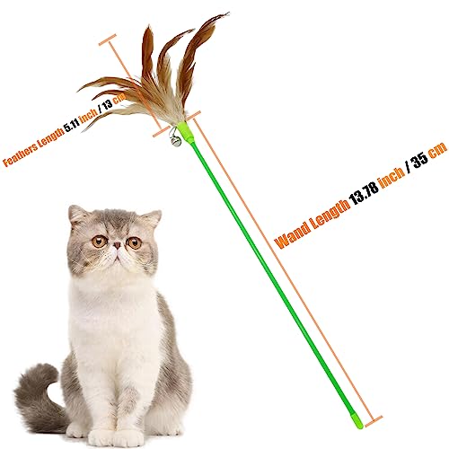 Interactive Cat Wand Feather Toys, 10 Pieces Feathers Stick Cat Toys for Indoor Cats Play - color: 10PCS Cat Wand Toys