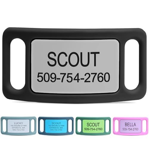 GoTags Silent Dog Tag, Personalized Engraved Silicone and Cat Name Pet ID Tags, Soundless Quiet Slide On Nameplate for Collars, No More Jingling Tags (Gray, Large) - color: Original Gray, size: Large (Pack of 1)