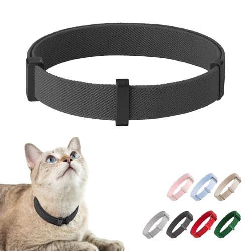 Safety Cat Collar Pro, Lightweight Elastic Release Non Breakaway Cat Collar Adjustable with Snap Fastener for Kitten All Small Large Cats, US IDA Gold Award (Midnight Black, M 7.9-15.7") - color: Midnight Black, size: M 7.9-15.7"