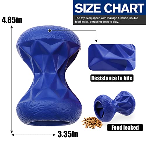 Rubber Dog Toys Treat Dispensing - Super Tough Treat Toys for Aggressive chewers Large Breed Durable Dog Toys IQ Training (Blue) - color: Prussian Blue, size: Large