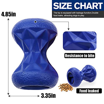 Rubber Dog Toys Treat Dispensing - Super Tough Treat Toys for Aggressive chewers Large Breed Durable Dog Toys IQ Training (Blue) - color: Prussian Blue, size: Large