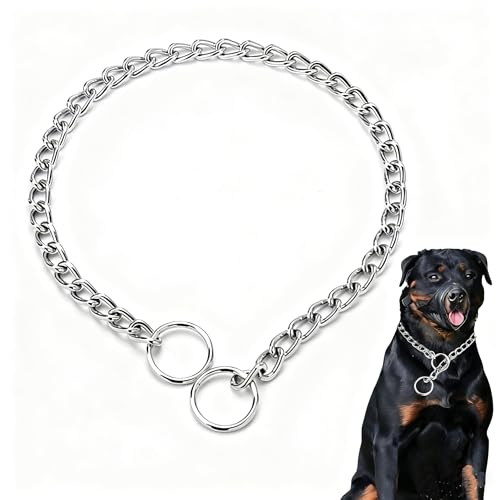 Choke Chain for Dogs, Silver Metal Dog Collar,Adjustable Heavy Training Dog Chain Collar for XXS XS Small Medium Large Big XL Breed Dogs, S - color: Silver, size: S(Neck Max 16inch)D2.5mm