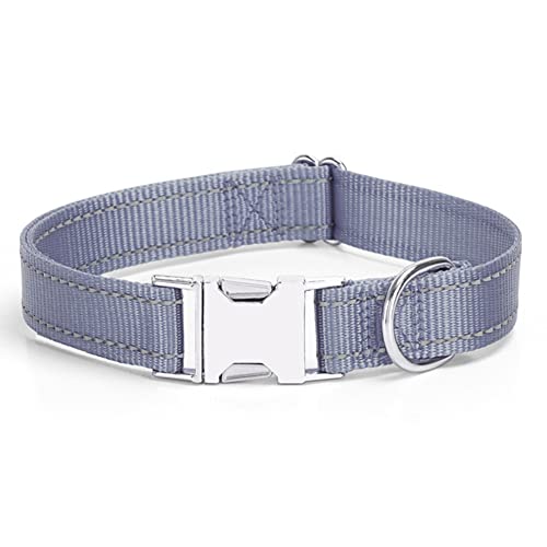 Love Dream Reflective Dog Collar with Metal Buckle, Adjustable Safety Nylon Dog Collars with Heavy Duty Quick Release Buckle for Small Medium Large Dogs, Pet Collar with ID Tag Ring - color: Grey, size: Medium: Width 0.8",Neck 12.6"-19.6"