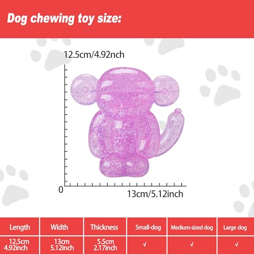 Monkey Dog Chew Toy, Indestructible Dog Rubber Toy for Medium & Large Dogs, Tough No Stuffing Puzzle Toy, Anxiety Relief & Dental Care, Interactive Cognitive Toy, 4.92inch (Pink) - color: PINK