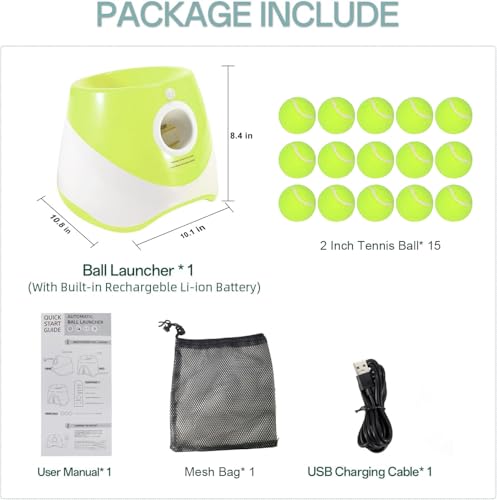 MEKAPLE Automatic Dog Ball Launcher, Dog Ball Thrower Machine with 10-30Ft 3 Launching Distance, Interactive Toys for Small Dogs Indoor & Outdoor with 15 Mini Tennis Balls-2 Inch Light Green - color: Light Green
