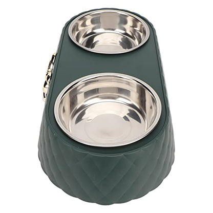 Generic Durable Stainless Steel Double Pet Feeding Bowls, Non Slip Mats Prevent Slip, Safe Material for Small to Medium Dogs Cats (Dark Green) - color: Dark Green