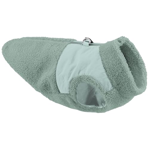 Gooby Zip Up Sherpa Vest - Green, Large - Two Tone Fuzzy Fleece Dog Sweater with Built-in Harness and Extra Security for Small Dog and Medium Dog - color: Green, size: Large (~22.75")